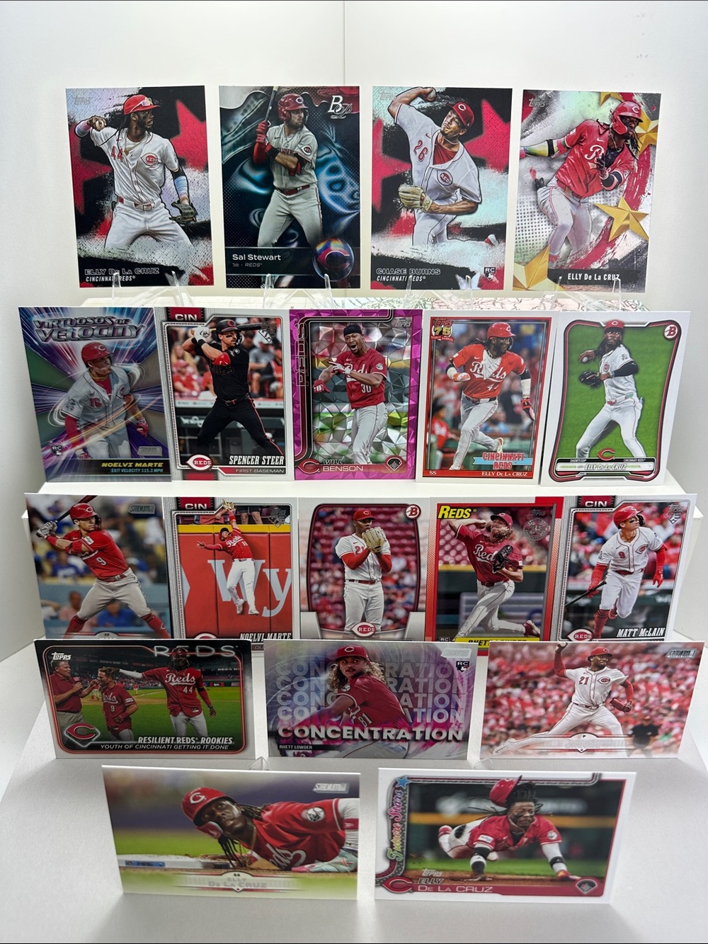 Sal Stewart/Chase Burns Rookies Elly De La Cruz/Benson/Lowder Reds lot of 19